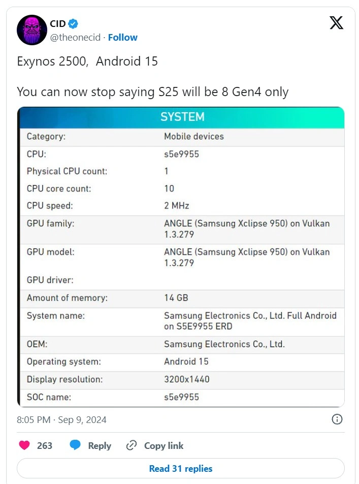 Exynos 2500 Testat pe Dispozitive Necunoscute