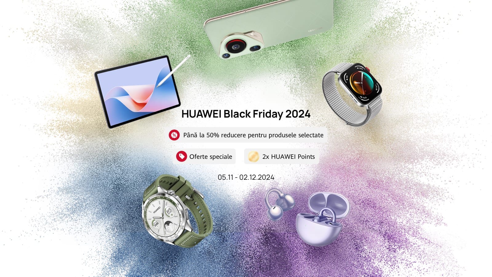 Black Friday 2024 la HUAWEI Store România: Reduceri Masive, Flash Sale de 24 de Ore și Trei Weekend-uri Speciale cu Oferte