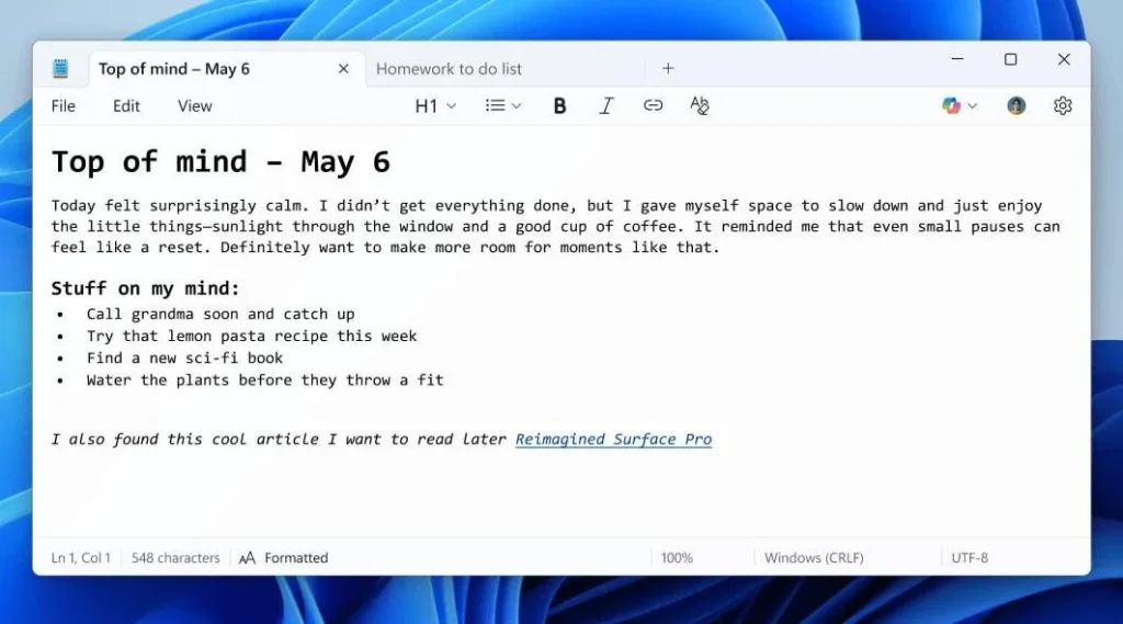 Notepad reinventat